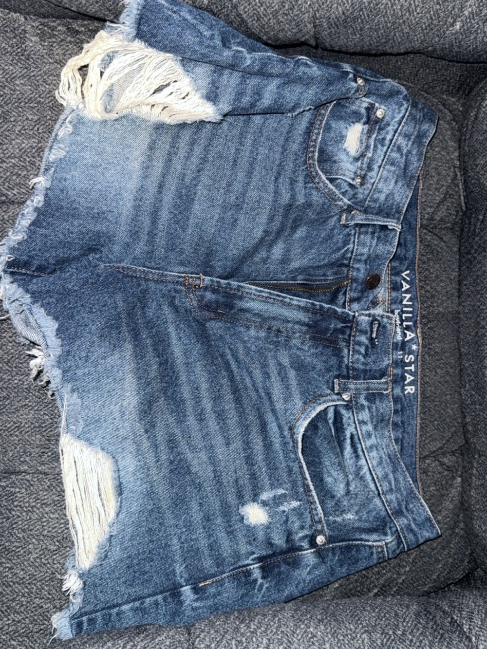 Vanilla Star Light Blue Distressed Denim Jean Shorts